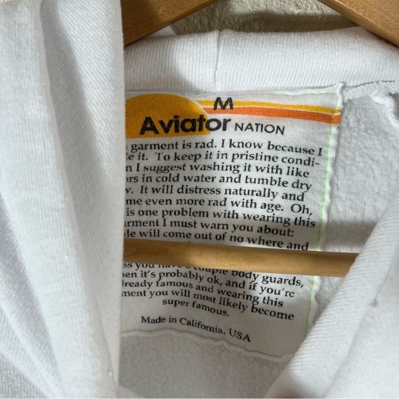 AVIATOR NATION Logo Stripe Crop Pullover Hoodie Sweatshirt - Picture 8 of 10
